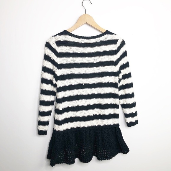 KNITTED and knotted by Anthropologie, black & white stripe, loose knit, sweater - Picture 8 of 11